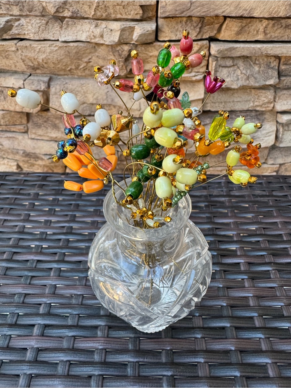Handcrafted Multi-Color Glass Bead Floral stems - Home Accent